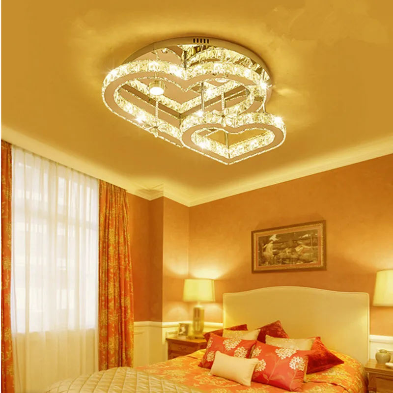 Двойное сердце и двойной C Хрустальная спальня потолочный светильник простой