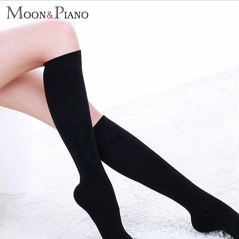 

1Pair New Women Stocking Japan Four Seasons Cotton Girls Fashion Breathable Comfortable Knee-High Stockings Black White Colors