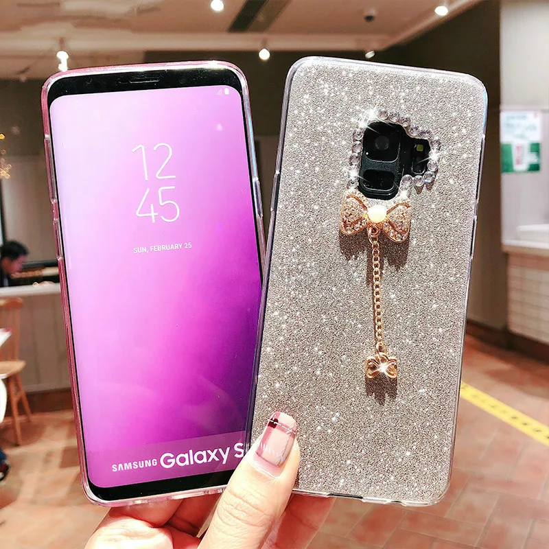 Чехол сверкающий с блестками для Samsung Galaxy S8 S9 Plus S7 S6 Edge J3 J5 J7 Prime A3 A5 A7 2017 Мягкий ТПУ