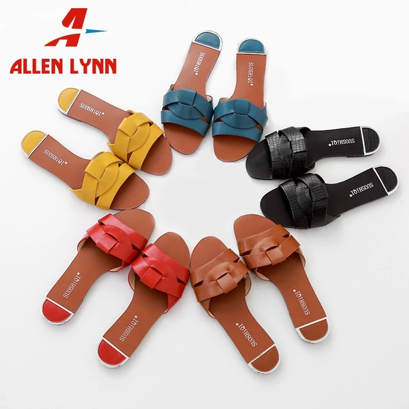 ALLENLYNN/Новинка Лидер продаж Прямая поставка женские шлепанцы на плоской подошве