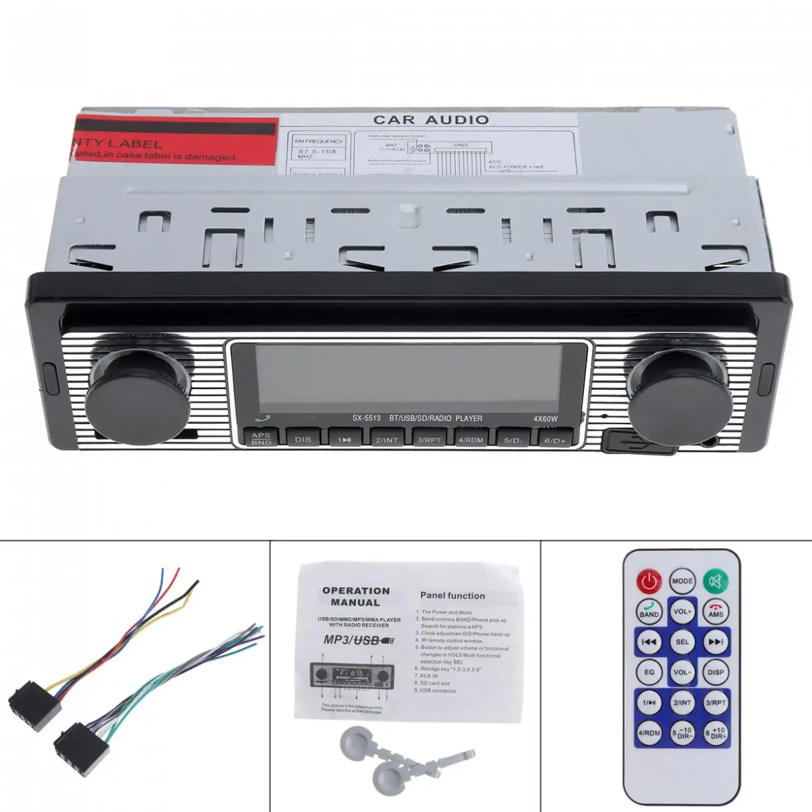 Автомагнитола 1 DIN 12 В Bluetooth mp3-плеер стерео FM USB SD AUX с дистанционным управлением |