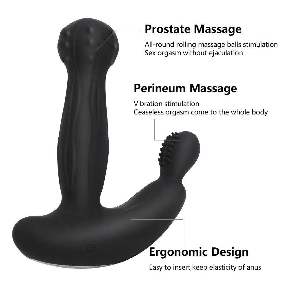 Анальная пробка GUIMI с вращающимися бусинами вибратор дистанционным управлением