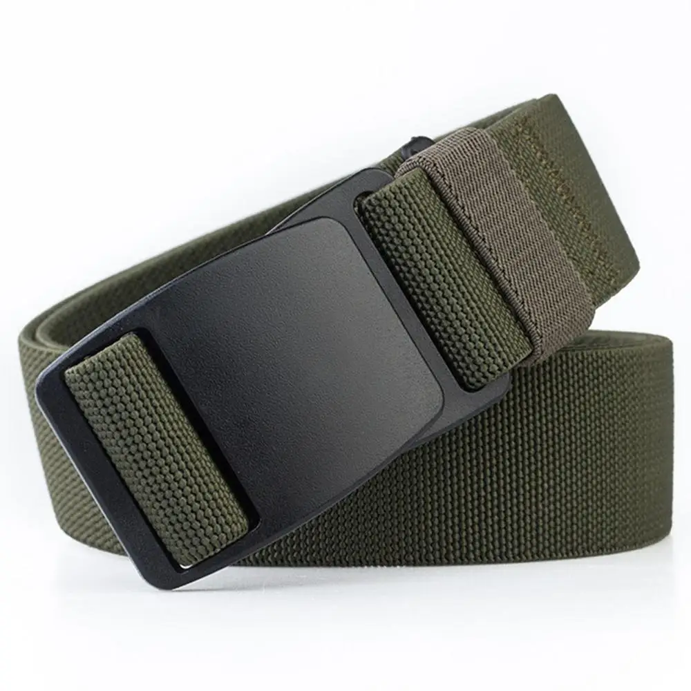 Army Green CUKUP мужской бренд унисекс дизайнерский качественный пластиковый стальной ремень с пряжкой мужской качественный холщовый эластичный пояс повседневные ремни для мужчин CBCK120 - Цвет: Army Green