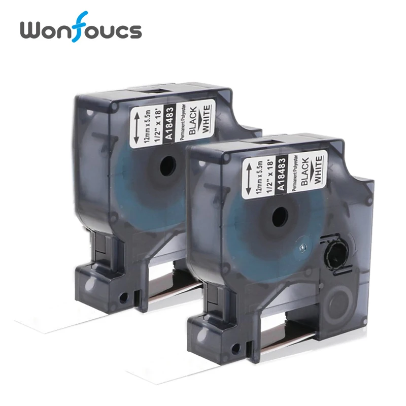 2PK совместимый 18483 Dymo Rhino промышленный Перманентный полиэфирный лейбл ленты 12 мм