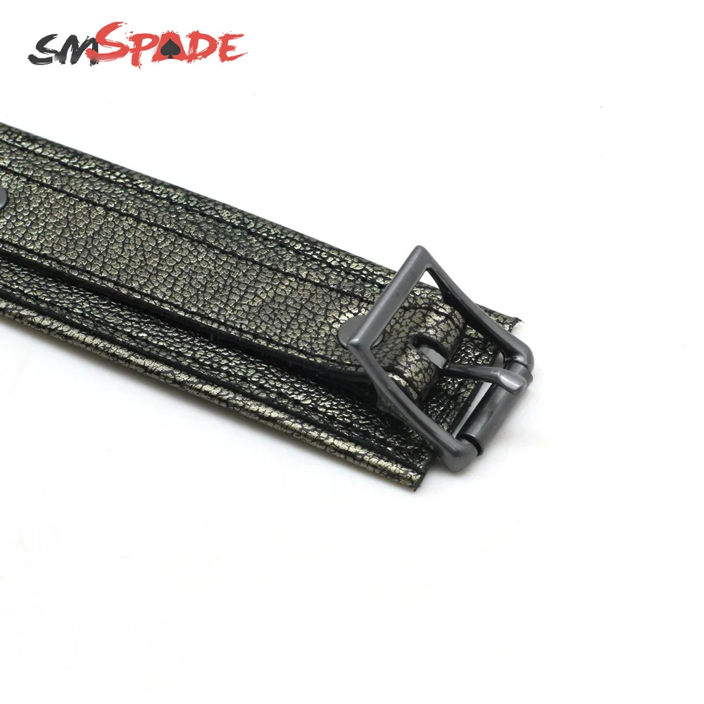 SMSPADE темно-зеленый ошейник из натуральной кожи и металлический поводок для