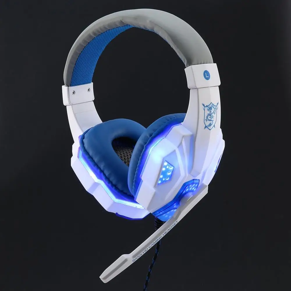 Белый Игровая гарнитура SY830MV с микрофоном-четкость звука звукопоглощающие наушники светодиодный свет для компьютерных игр для PS4/XBOX-ONE - Цвет: Белый