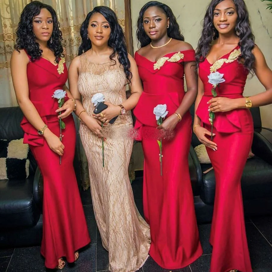 Женское атласное платье с юбкой годе красное элегантное вечернее подружки