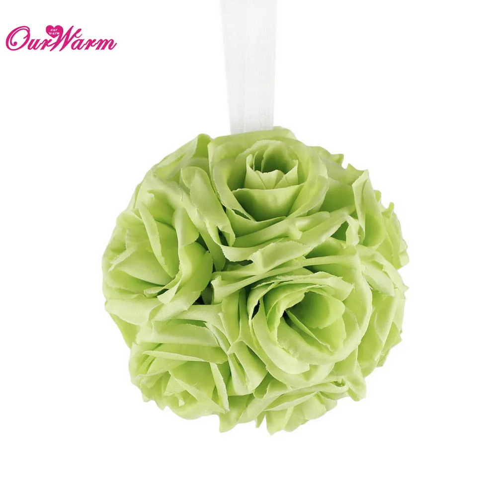 12 шт. 13 см цветок из искусственного шелка целующийся помандер букетные шары Свадебные украшения для дома для свадебной вечеринки - Цвет: Зеленый
