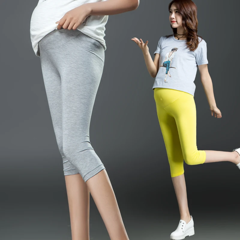 2017 летние брюки для беременных капри из модала три четверти с регулируемой