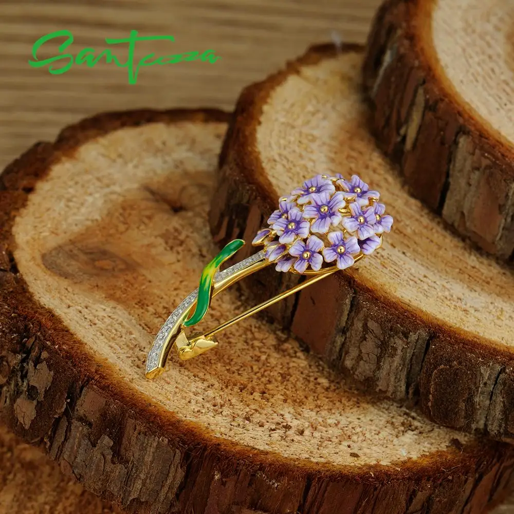 SANTUZZA, серебряная брошь для женщин, подлинный 925 пробы, серебро, babysbreak, Цветочная Брошь из шариков, модное ювелирное изделие ручной работы, эмаль