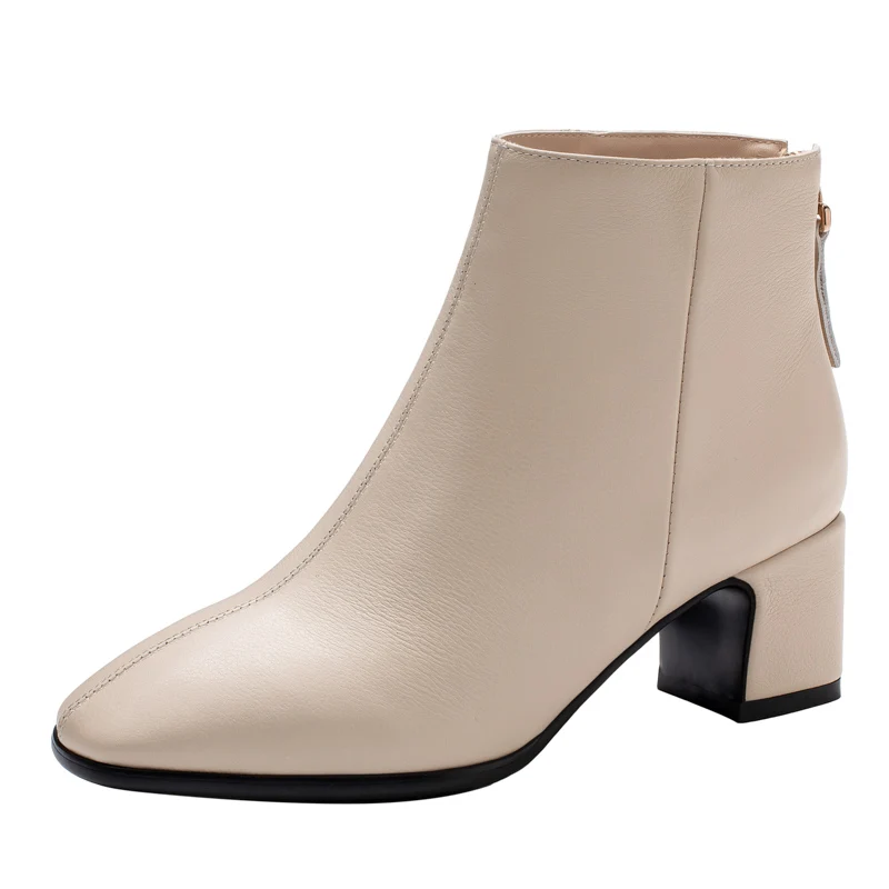 Женские ботильоны TXCNMB зимние ботинки из натуральной кожи на квадратном каблуке