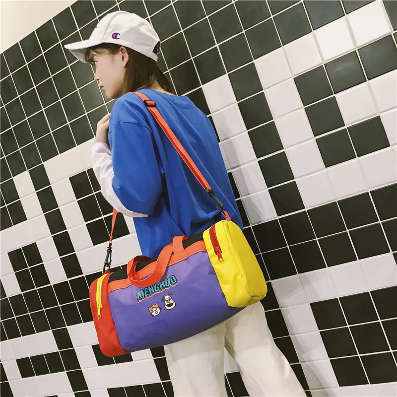 Женская дорожная сумка Harajuku переносная контрастных цветов на плечо в стиле