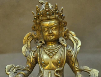 Бесплатная доставка тибетская Тантра позолоченная желтая Бронзовая статуэтка