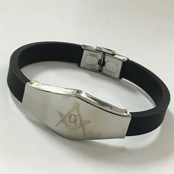2018 новый черный силиконовый браслет из нержавеющей стали символ масонов модный