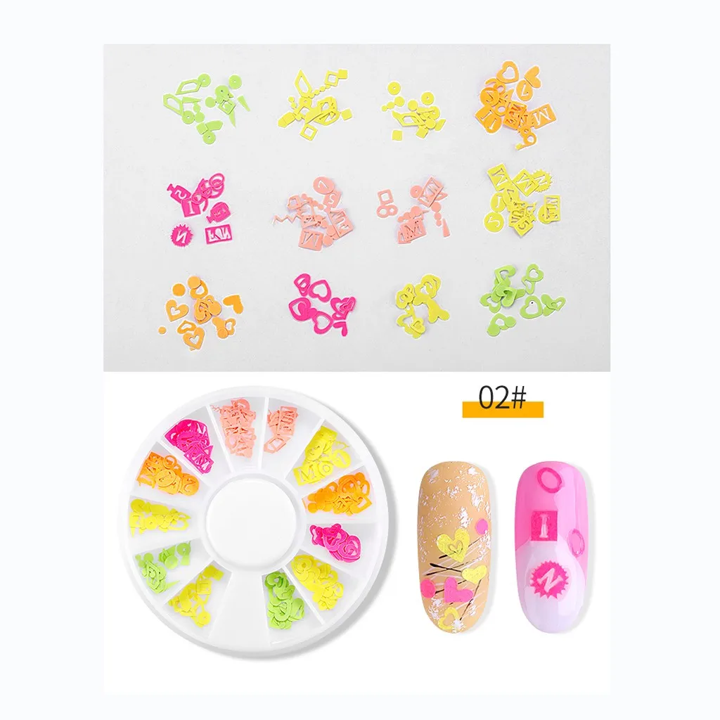 Искусственный цветок Флуоресцентный цвет наклейка для ногтей 12 смешанных цветов