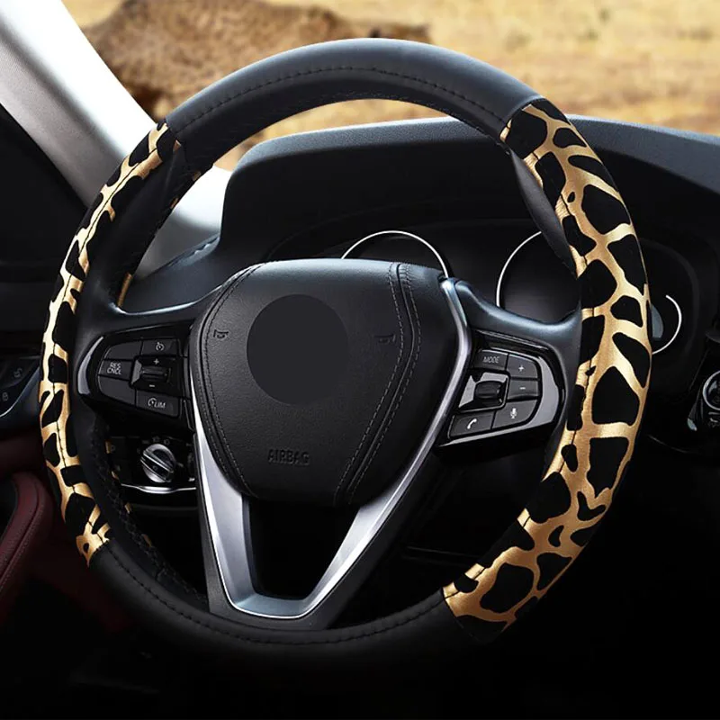 01 Новые Модные леопардовые кожаные универсальные чехлы рулевого колеса автомобиля для женщин четыре сезона универсальный изысканный руль - Название цвета: 01