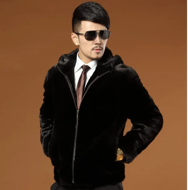 Мужское зимнее теплое толстое пальто бизнес-формального стиля из искусственного меха с капюшоном "Модный 2019" (XL709).