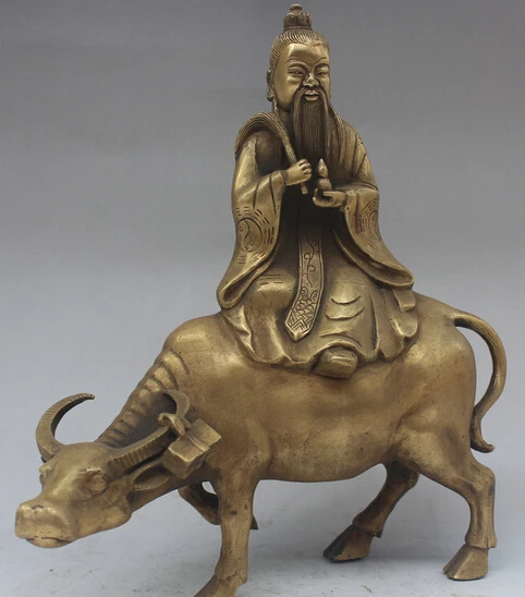 JP S0524 12&quot Chinese Taoism Brass Bull Oxen Tai Shang Lao Jun Taoist priest God Statue Discount 35% | Дом и сад