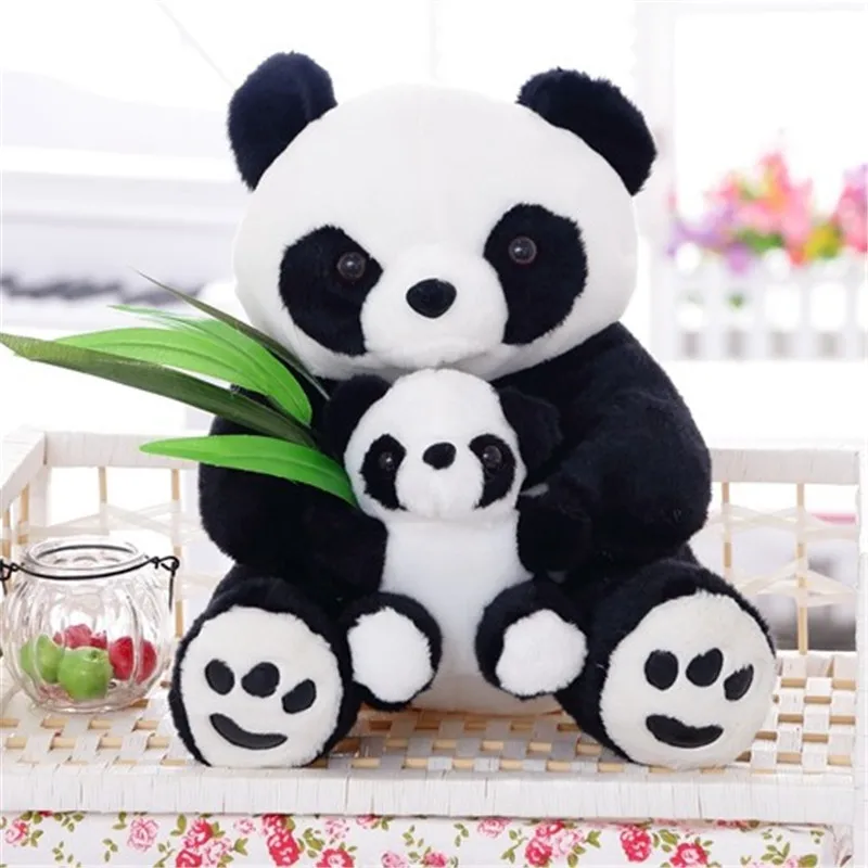 1 шт. 25 см сидя мать и сын панда плюшевые игрушки бамбуковые куклы-панды мягкие