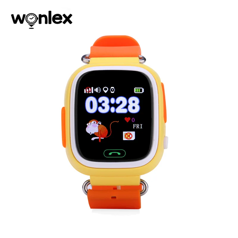 Wonlex горячая Распродажа детские gps часы MTK2503 сенсорный экран ребенок Google карта SOS Кнопка часы для Childred LBS/gps/Wifi локатор - Цвет: Orange