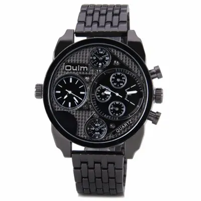 Relogio masculino Vogue Dual Time повседневные Oulm 9316 Relogio спортивные часы мужские военные армейские часы подарок кварцевые наручные часы - Цвет: Black