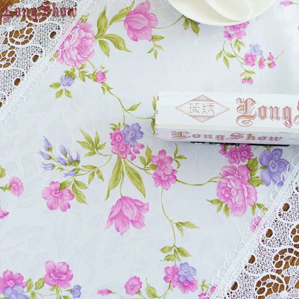 purple floral Цветочный стиль современный настольная дорожка мягкая жаккардовая ткань вышитая кружевная отделка красный желтый зеленый цвет - Цвет: purple floral