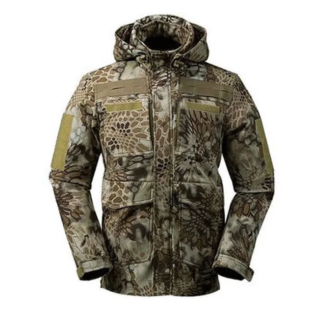 sand camo Уличная Водонепроницаемая тактическая флисовая куртка для кемпинга, Мужская камуфляжная Спортивная камуфляжная походная охотничья почта, одежда с несколькими карманами - Цвет: sand camo