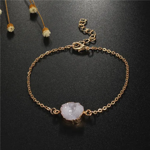 white Dayoff 1 шт. Европейский женский ювелирный Круглый браслет Druzy Drusy из полимерного камня браслеты-талисманы для женщин Рождественский подарок B778 - Окраска металла: white