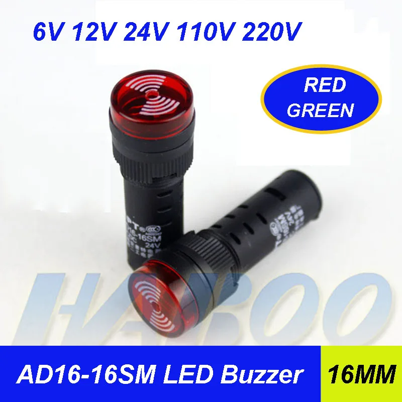 10 шт./упаковка светодиодный зуммер с индикатором 24 В 220 380 22 мм|buzzer 24v|buzzer ledbuzzer 22mm |