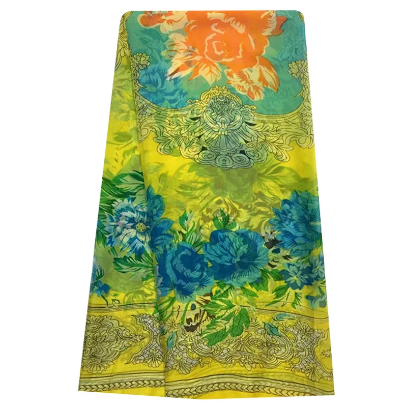 

Wholesale silk chiffon print dress jacquard scissored fabric DIY light clothes skirt textile fabric f190114