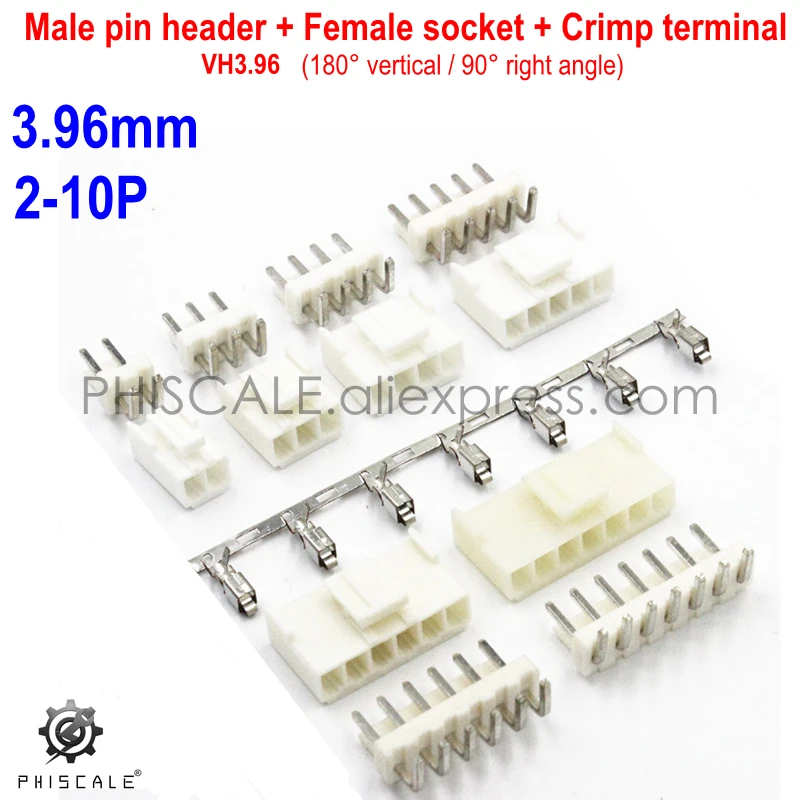 PHISCALE VH3.96 2 12Pin 3 96 мм 20 комплектов прямой/изогнутый штыревой соединитель Комплект +