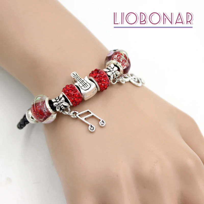 10 шт. новый кожаный браслет красные искусственные бусины женский ювелирные