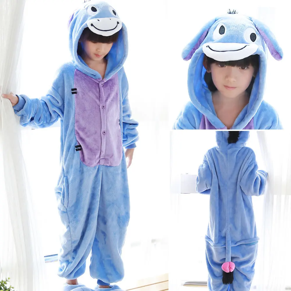 

New Cartoon kigurumi Kids Pajamas Set Boys Girls Animal unicornio Cosplay Pajamas For Children Hooded Onesie Winter Sleepwear