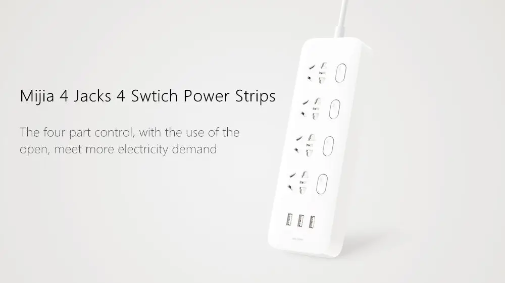 Xiao mi jia, розетка с выключателем питания, 3 USB, 2A, адаптер для быстрой зарядки, mi, удлинитель, розетка, EU, US, UK AU