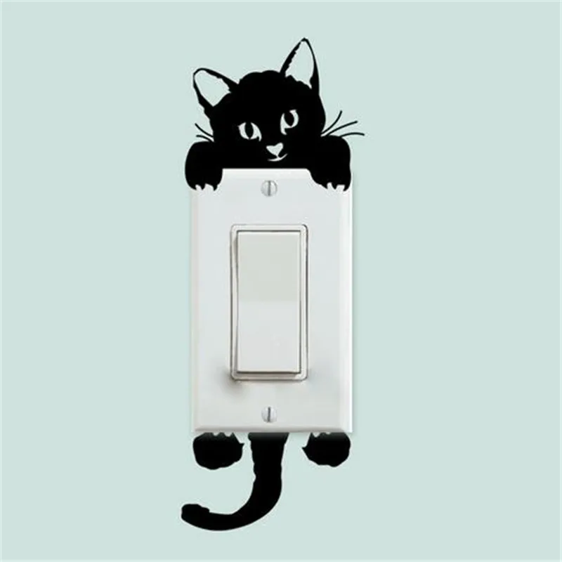 DIY Funny Cute Black Cat in night Switch Stickers Bedroom Kids Room Light Parlor Decor Sticker Home Decoration CC2532 | Дом и сад