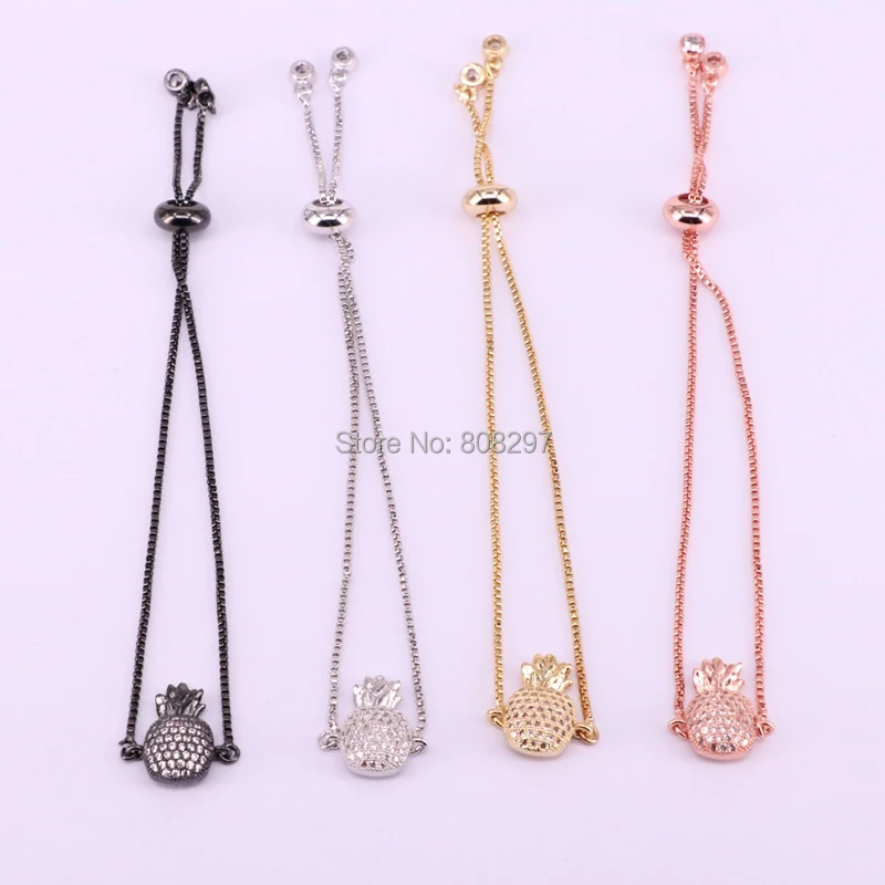 

10Pcs Micro Pave CZ Pineapple Charm Connector Bead Bracelets for Women