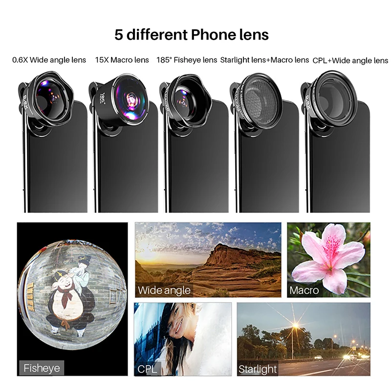 4K HD DSLR Mobile Phone Camera Lens Lits:Photo Tripod CPL Starlight Filter+Awesome Fisheye&ampWide-Agnel &amp 15X Macro | Мобильные