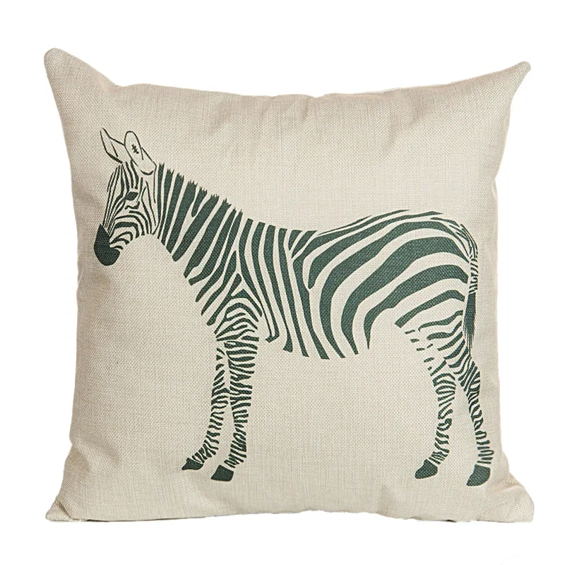Цветная декоративная наволочка из хлопка и льна с рисунком зебры чехол для стула