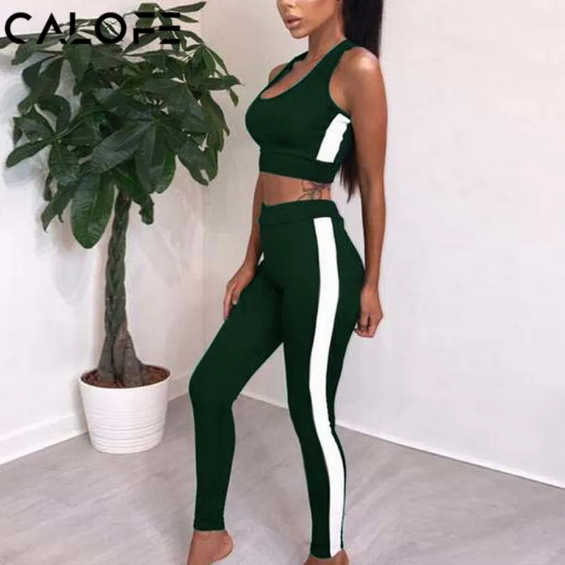 2018 Women's Tracksuit Tights Sportswear Fitness Yoga Suit Sport set For Female Gym Clothing Workout Two Piece Jumpsuit Crop top | Спорт и