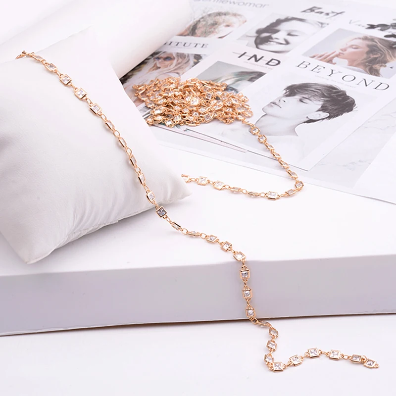 BELLA TIME 2M Квадратный Кристальный Медные цепи DIY Изготовление ювелирных изделий Запчасти Розовое золото Металлические Ожерелья Браслеты Аксессуары PJ21 on.