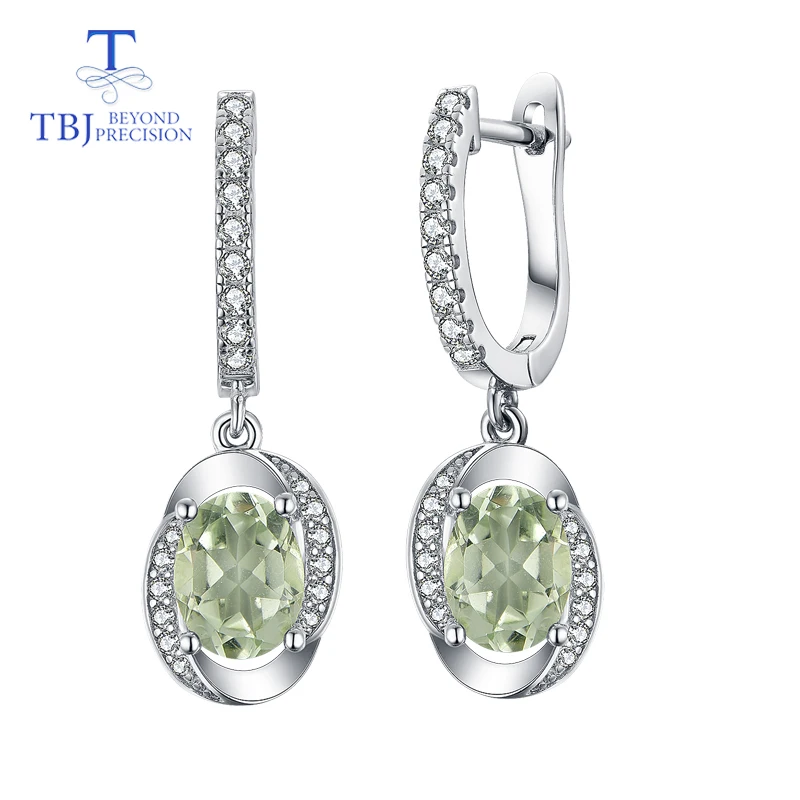 

TBJ,100% natural green amethyst gemstone good clasp earring for girls boyfriend daughter gift 925 stelring silver fine jewelry
