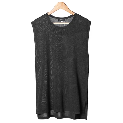 charcoal grey Летний стиль, новинка, классный шелк, тонкая мужская повседневная сексуальная Трикотажная майка без рукавов, Мужская черная, европейский стиль, быстросохнущая футболка J764 - Цвет: charcoal grey