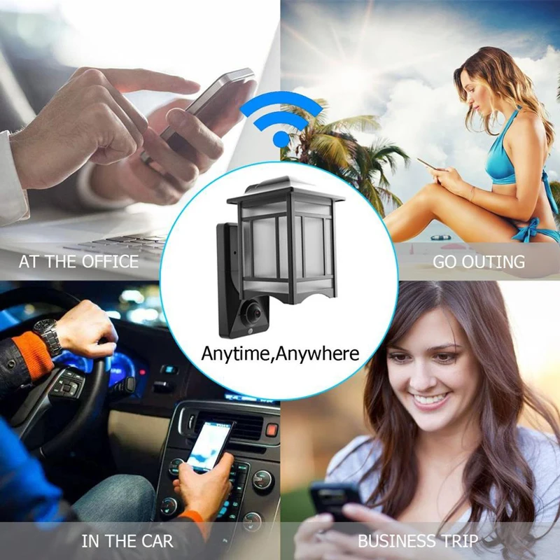 Открытый CCTV IP камера 2.0MP Водонепроницаемый wifi настенный светильник камера Дистанционное Голосовое управление от Alexa/Amazon Echo Полный Цвет ночного видения
