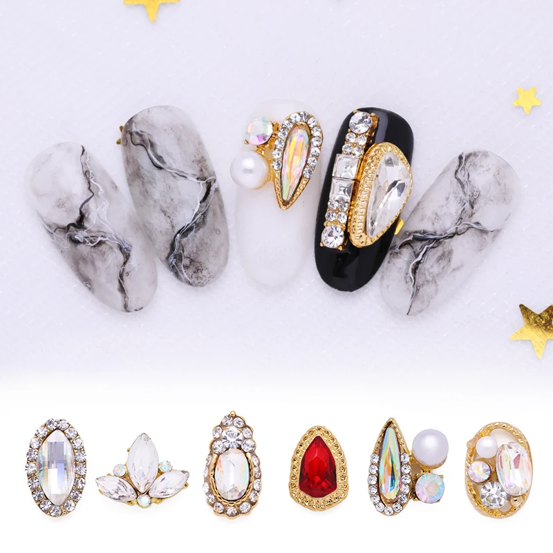 5 шт./упак. Сияющий ногтей Стразы шпильки хрустальные камни красного и зеленого