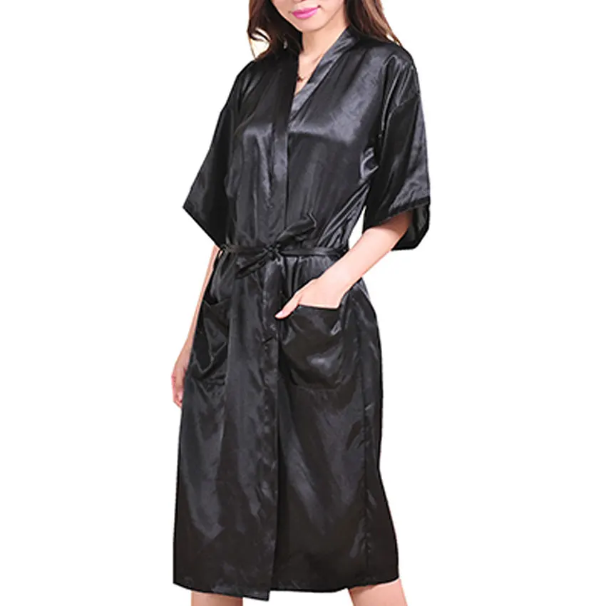 LANBAOSI 2018 атласные шелковые кимоно халат для Для женщин по колено платье Ночное |