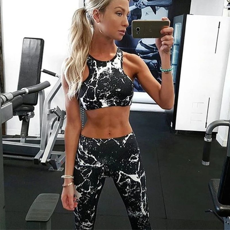 

2019 New Sport Clothes For Women Fitness Sportswear 3D Printing Workout Yoga Set Clothing Ladies Tight Dance Gym Wear