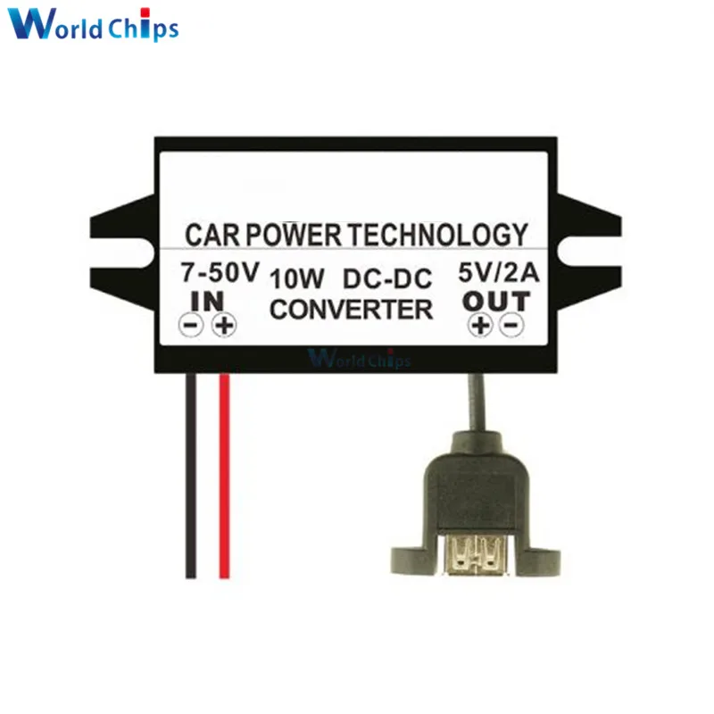 USB WITH BASE От 12 В до 5 В пост 2A 10 Вт DC-DC автомобиля Мощность преобразователь Регулятор Водонепроницаемый Шаг вниз Напряжение мини микро USB синхронное детектирование - Цвет: USB WITH BASE