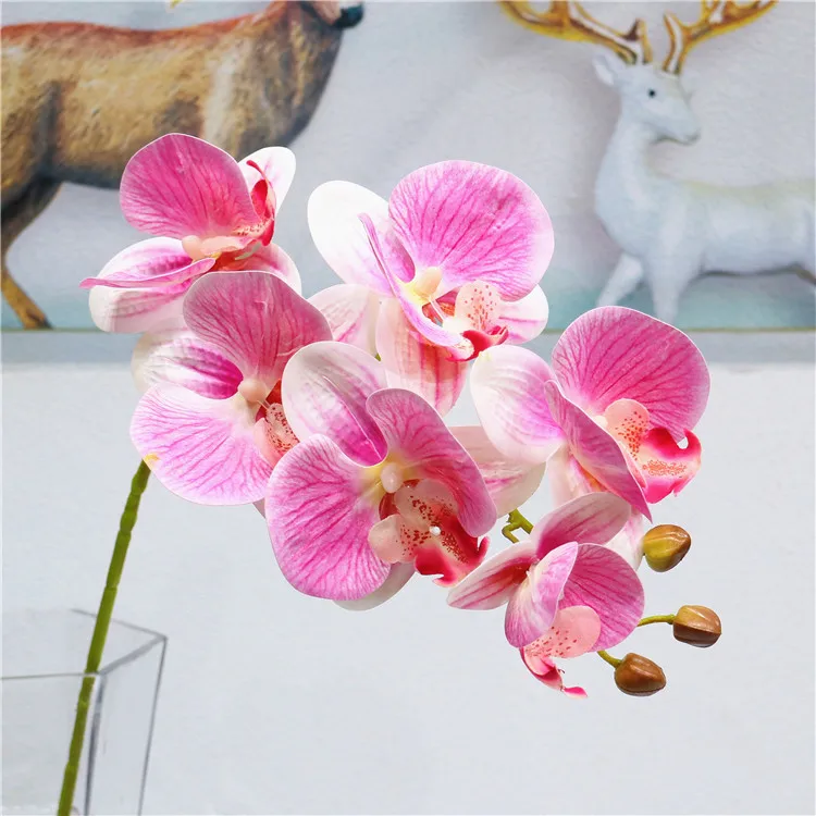 White-rimmed pink 69 см, высота 6 голов, 3d принт, Бабочка, Орхидея, зеленый пластик, идиллический кантри, искусственный цветок, украшение стола, искусственные цветы - Цвет: White-rimmed pink