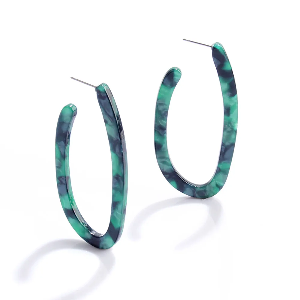 23 Donarsei Fashion ZA Crescent Leopard Acrylic Earrings For Women Boho Acetate C U Shape Drop Dangle Earrings Statement Jewelry - Окраска металла: 23
