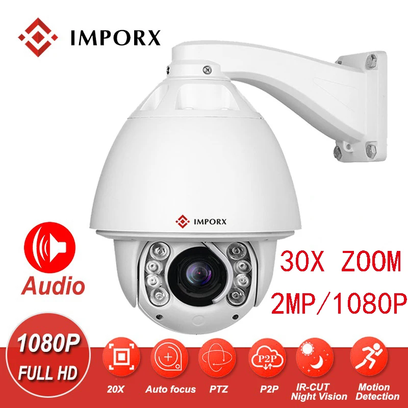 IMPORX 1080P HD автоматическое отслеживание домашней безопасности IP камера 20X/30X зум 2MP